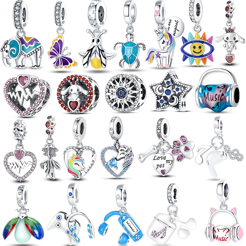 Autentico 925 Argento New Fit Originale Pandora Bracciale Elefante Farfalla Ape Tartaruga Unicorno Charm Ciondola Ciondoli Gioielli Fai Da Te