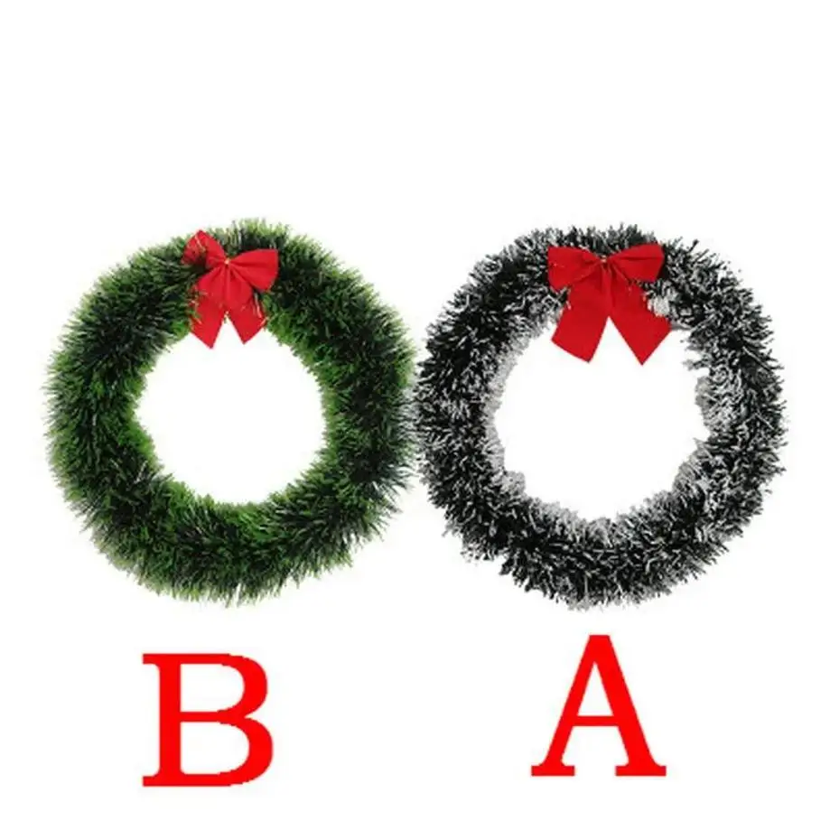 1Pcs 35CM Christmas Garland With Bow Christmas Vine Ring Wreath Decoration Christmas Window Decoration Home Festival Party Decor