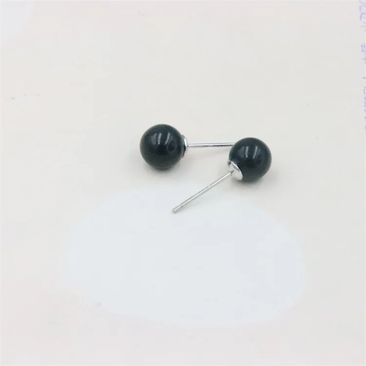 

ZFSILVER 100% s925 Sterling Silver Fashion Black Obsidian Ball Beads Stud Earrings For Women Jewelry Gemstone Brincos Girl Party