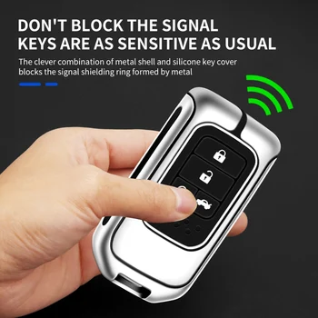 Portachiavi con copertura a distanza per auto in metallo Shell Fob per Honda CR-V CRV Accord Odyssey Civic XRV Vezel Jade Crider Fit Holder accessori - Portachiavi con copertura a distanza per auto in metallo Shell Fob per Honda CR V
