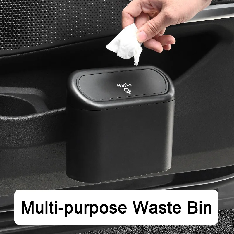 Portable Car Trash Can Hanging Mini Vehicle Garbage Organization With Lid Multifunctional Folding Automotive Garbage Storage Box