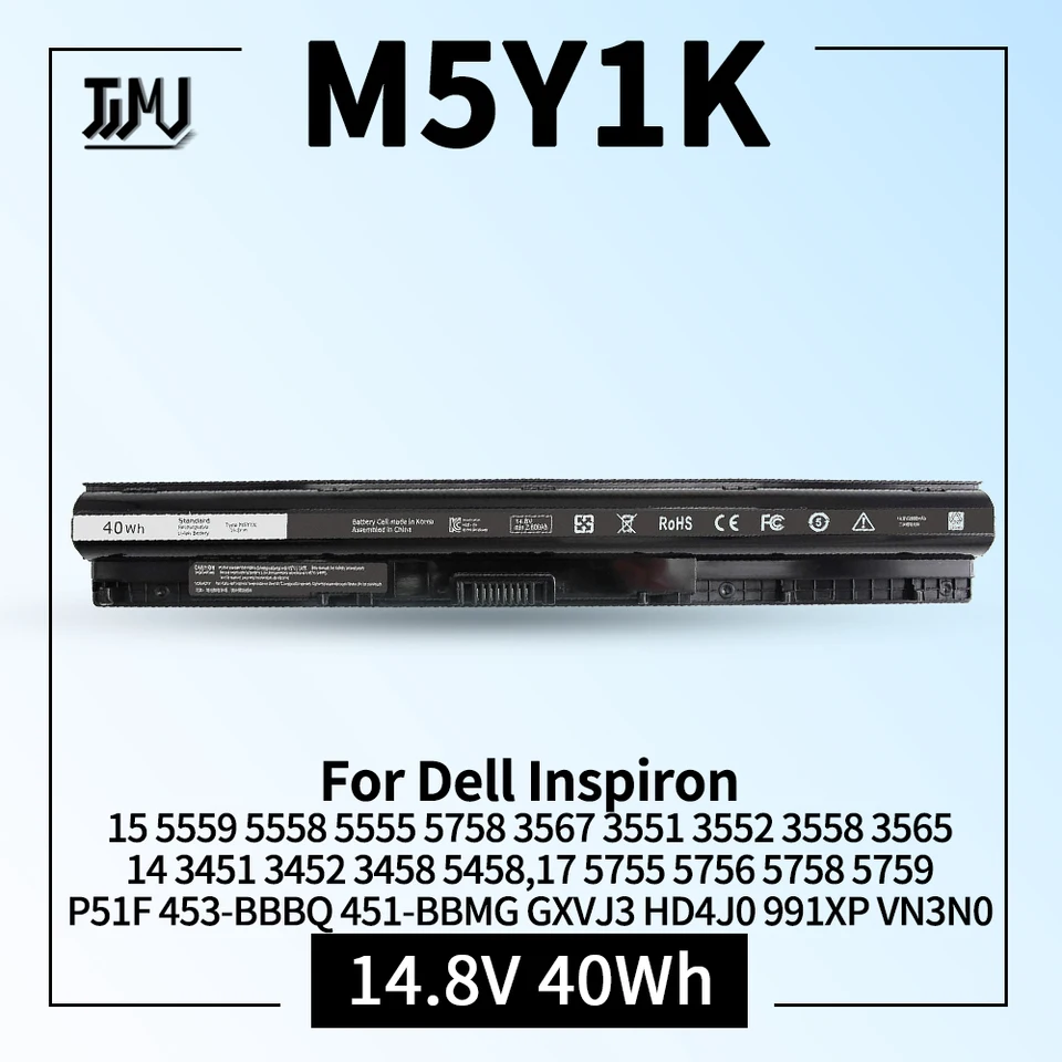 M5Y1k Batterie Pour Ordinateur Portable Dell Inspiron 3451 3551 5558 5758 M5Y1K Vostro 3458 3558 Inspiron 14 15 3000 14.8 V 40 Wh