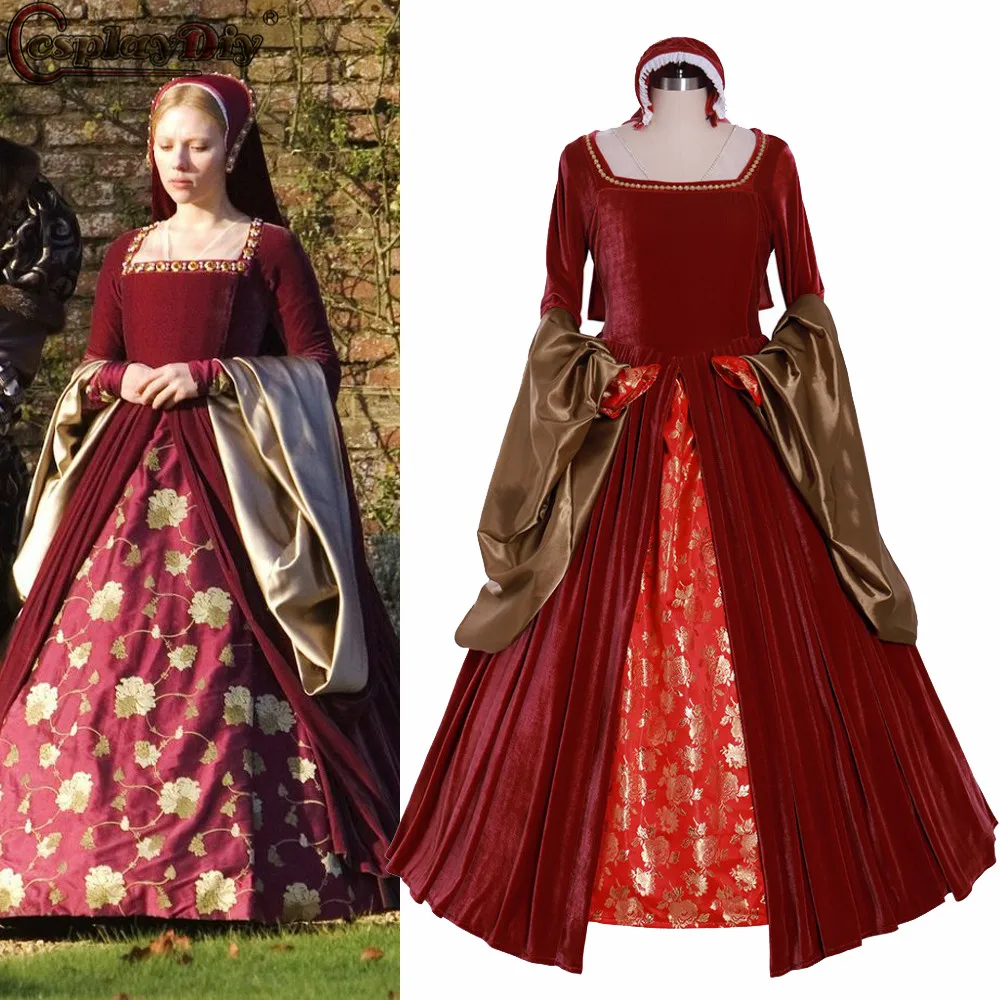 Cosplaydiy Victorian Queen Elizabeth Tudor Periodo Vestito Cosplay Costume Anne Boleyn Style Red Dress Boleyn Girl Custom Made Suit