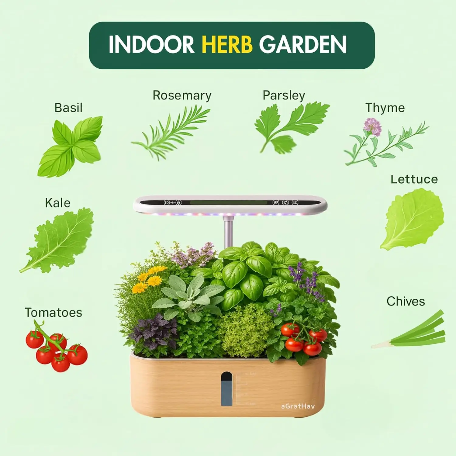Home Hydroponic Growing Kit with LED and Timer