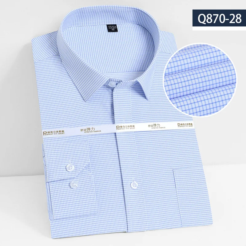Bamboo Fiber Men\'s Dress Shirt Long-Sleeved Business Casual Elastic Stripe Professional Wear Formal Social Shirts Men Clothing
