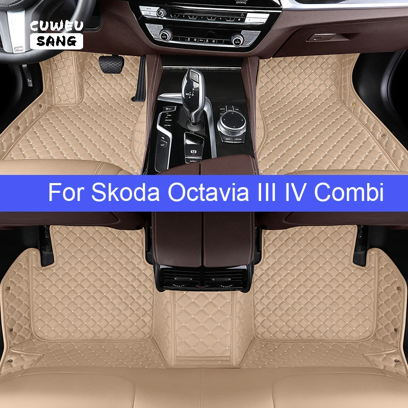 CUWEUSANG Car Floor Mats For Skoda Octavia Combi III IV 3 4 Foot Coche