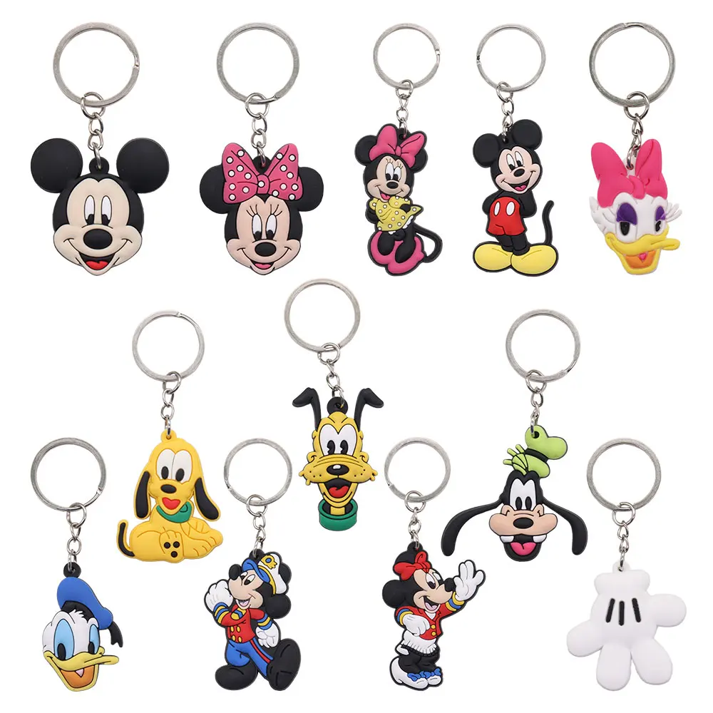 

1PCS PVC Keychains Disney Mickey Minnie Key Chains for Car Keys Cute Keyring for Man Women Keychains for Crafts Kids Party Gift