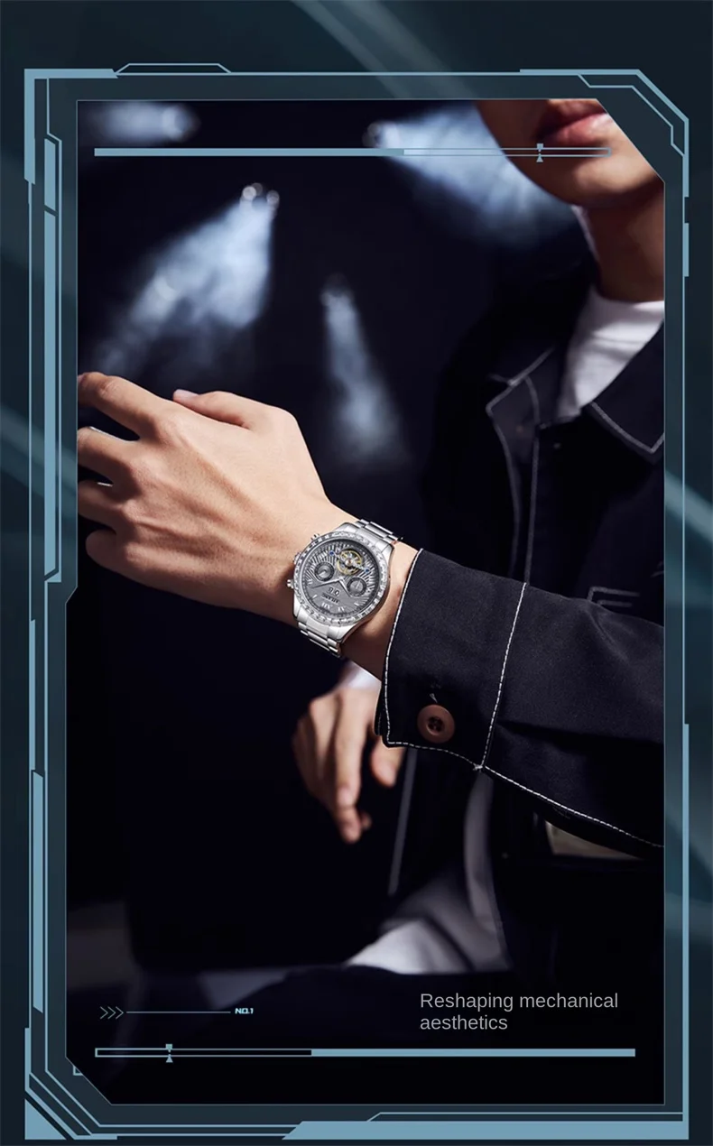 AILANG Orologio da polso di lusso Tourbillon luminoso impermeabile con data Orologio da uomo in acciaio inossidabile Orologi meccanici automatici da uomo Reloj_voghion.com