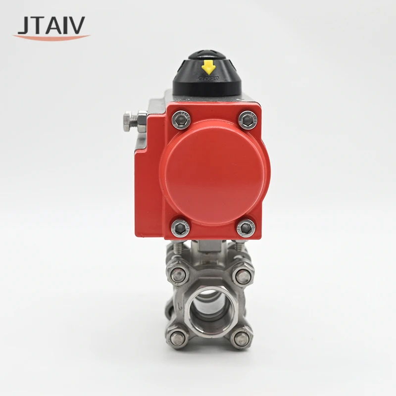 JTAIV Factory DN15-DN100 Single Double Acting Sanitary SS304 3PC pneumatic actuator Pneumatic Threaded Ball Valve