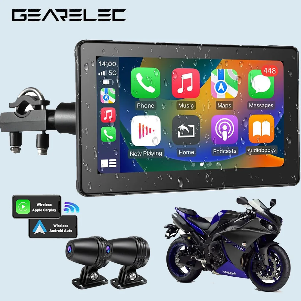 Multimedia Player 1310a Rimoody 5-Inch Waterproof Motorcycle CarPlay Screen | Wireless Android Auto Display For Motorbikes With Touchscreen Motorcycle Navigation System