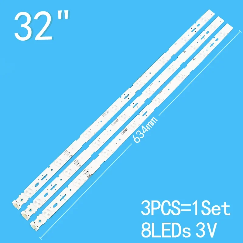 3pcs 8leds 6v 736mm for 39 tv bbk 39lem 1045 t2c le39z1 39lh5320h jl d39042330 006as m v01 ms l1795 v2 cx390dledm h39d7100e New 3PCS/lot 634mm 8LEDs 3V For 32