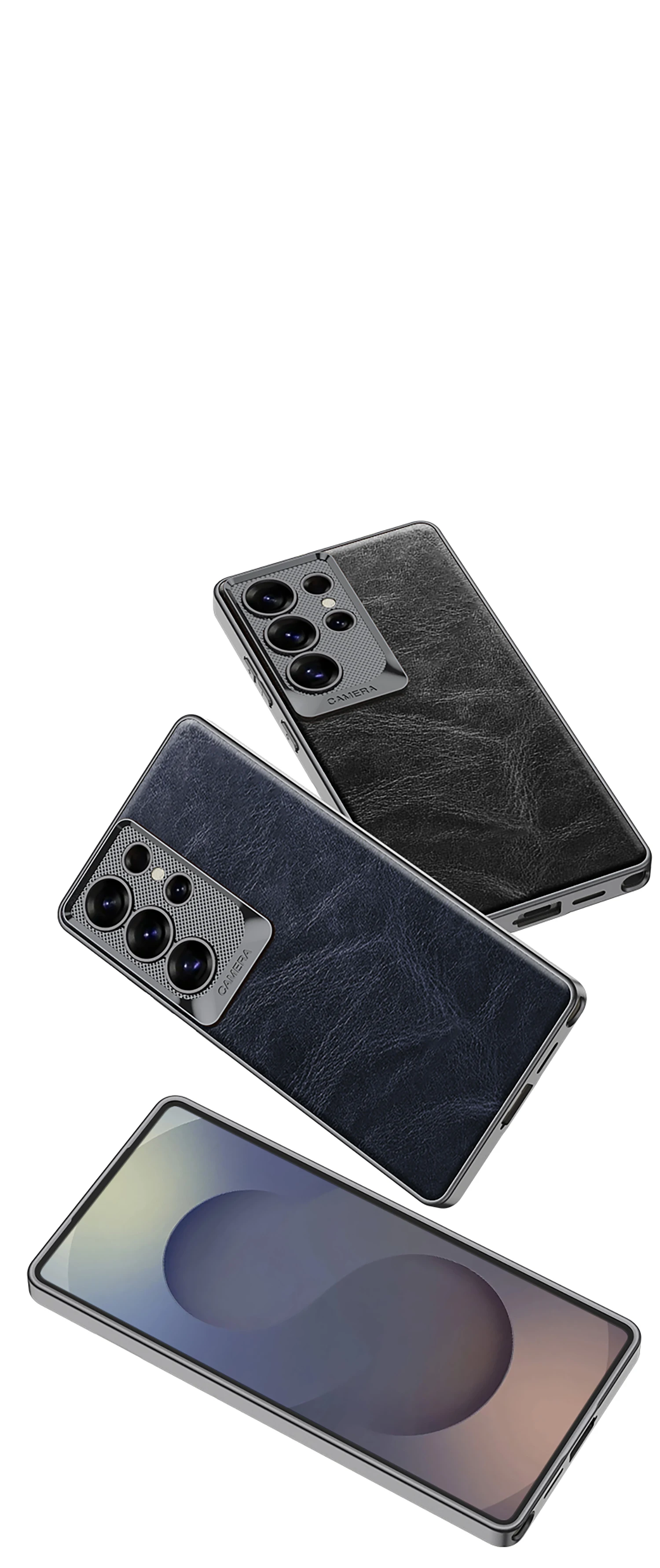 Luxury Oil Wax Leather Case For Samsung Galaxy S25 S24 S23 Ultra Plating Camera