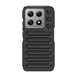 Capsule Air Cushion Armor Shockproof Case - Solid Color Soft Silicone Cover - Xiaomi 14 Ultra (Black)