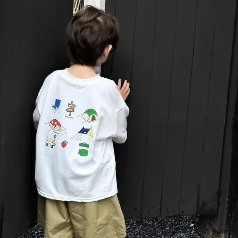 2024 Boys Cartoon Short-sleeved Pure CottonT-shirt Children's Clothing Summer Children's Short-sleeved Top Shirt Korean Version 5