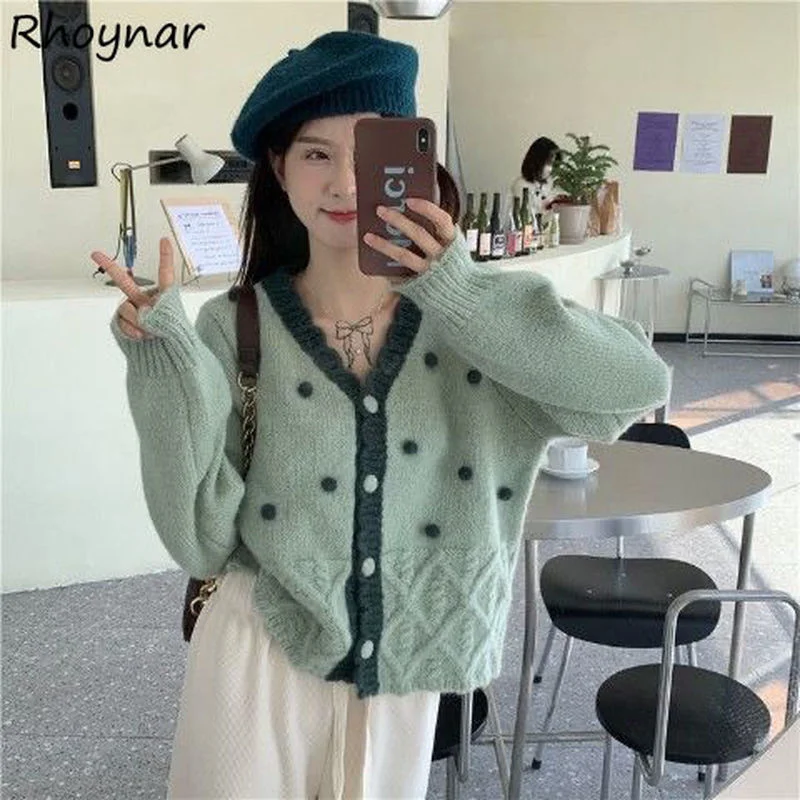 

Кардиган женский эластичный с V-образным вырезом, милый лоскутный Повседневный Модный Универсальный уютный в Корейском стиле, в стиле Instagram, весна