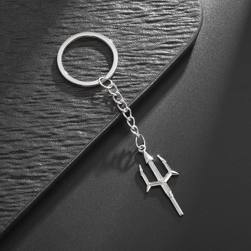 Classic Creative King Neptune Poseidon Trident Harpon Portachiavi Moda Uomo Accessori Gioielli Casual