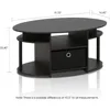 Simple Design Oval Coffee Table with Bin for Living Room, Walnut, Café Tables 3