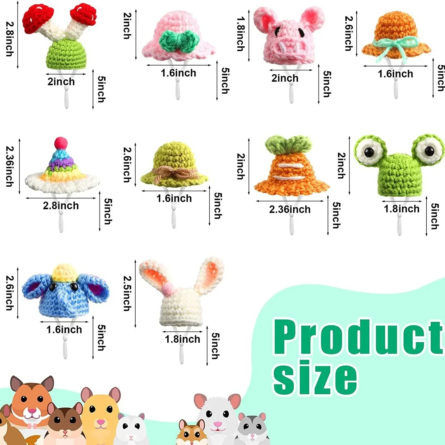Cute Handmade Knitted Hat Hamster Decoration Chipmunk Guinea Pig Hamster Accessories Toy Halloween Christmas Pet Decor