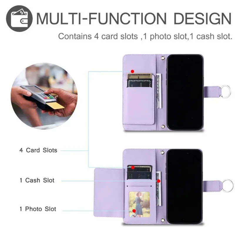 Luxury Crossbody Leather Book Case - Premium Smartphone Protection Cover