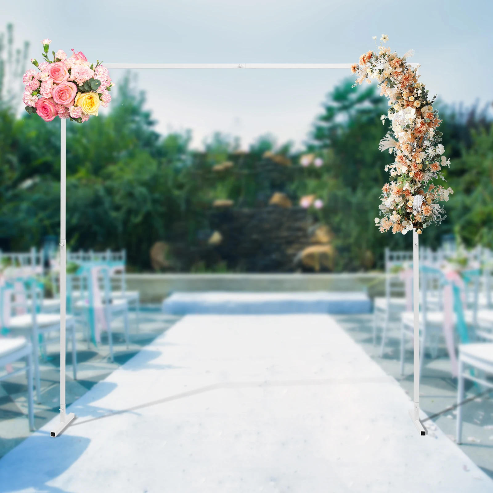 Wedding Stand with Bases Easy Assembly White Color Square Garden Arch Metal for Weddings Quinceaneras Event Decoration