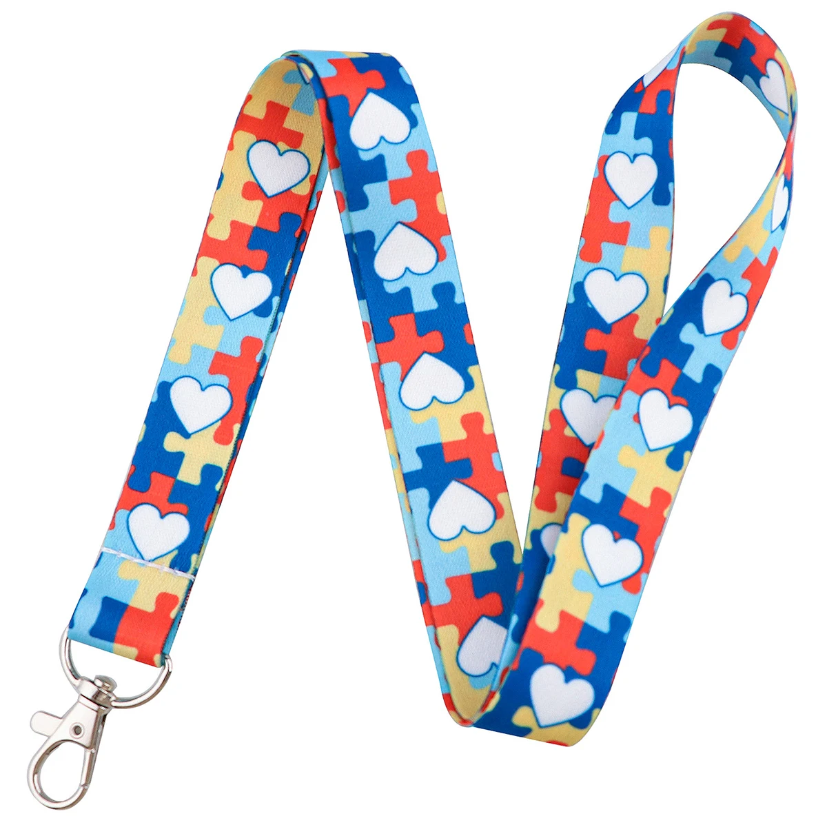  Autism Puzzle Pieces Badge Holder Lanyard Card ID Neck Straps  Keychain Pass Gym Mobile Key Holder Key Rings Jewelry Gifts : Office  Products