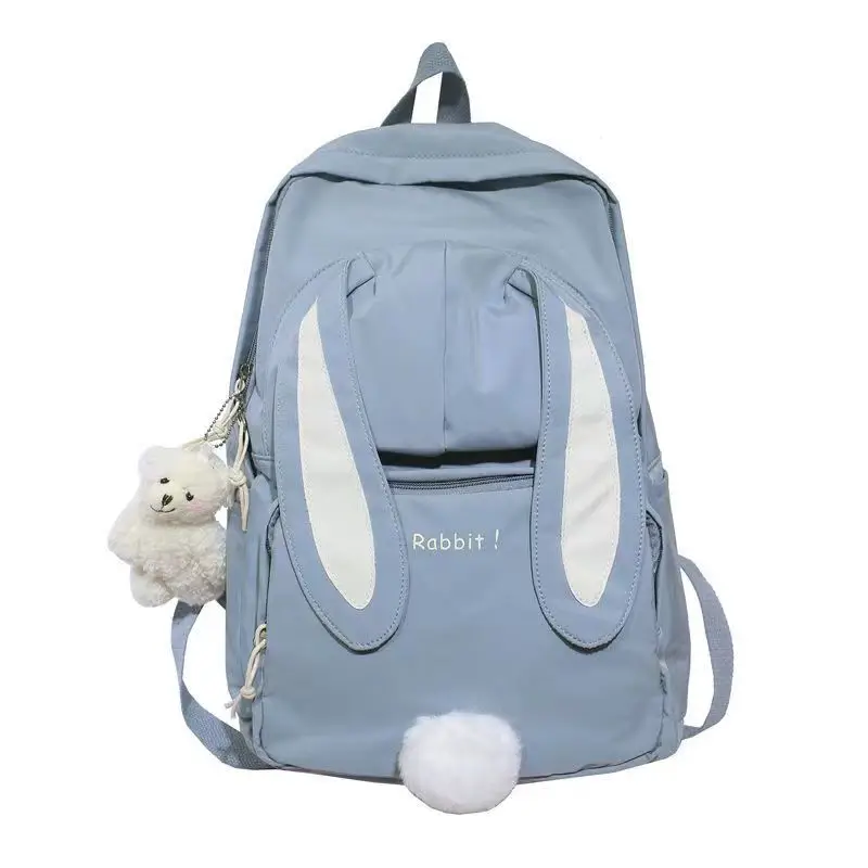 Cute Rabbit Ear Backpack for Teen Girls School Backpack Female Large Capacity Kawaii School Daypack Nylon Casual Student Bookbag