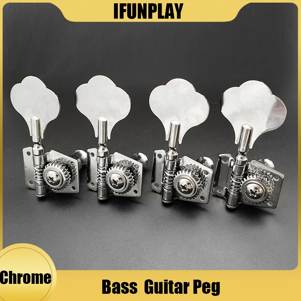 4pcs High Quality Silver Bass Tuning Pegs Tuner 4R Open Type Machine Head for Electric Jazz Bass