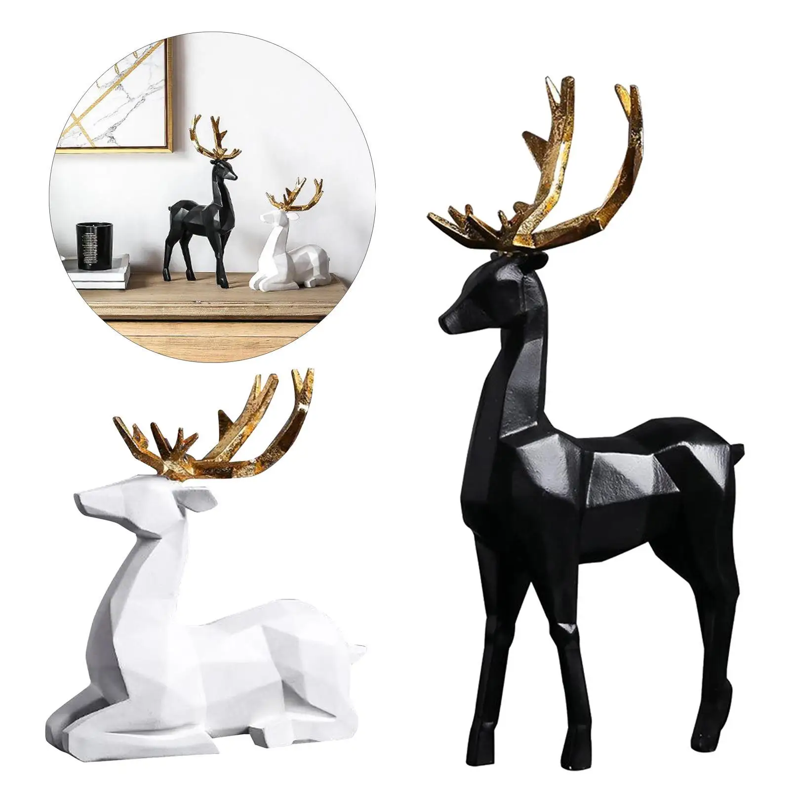 Elk Decor Statue Sculpture, Bookshelf Decor Accents, Modern Decorative Figurines