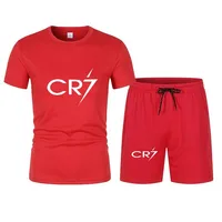 Mens Sets 2024 Summer Suit CR7 T Shirts and Shorts Fashion Football Basketball Jogging Fitness Gym Outfit Clothes Short Set Men 1