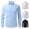 4-way Elastic Men Shirt Business Casual Long Sleeve Shirt Professional Formal Wear Urban Style Adult Suit