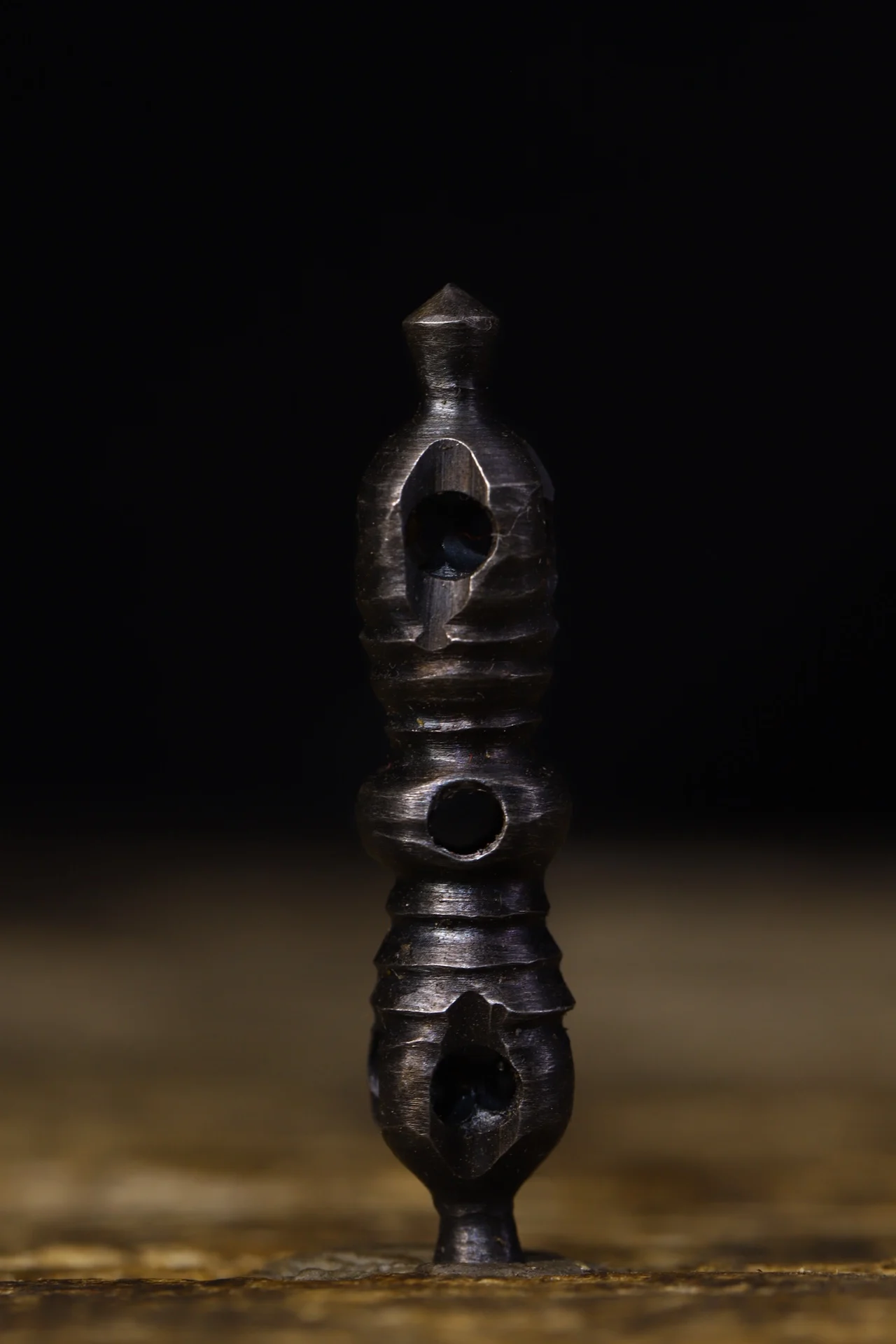 

2"Tibetan Temple Collection Old Tiantie Cinnabar Five shares Dorje Vajra Phurpa Amulet pendant Town house Exorcism