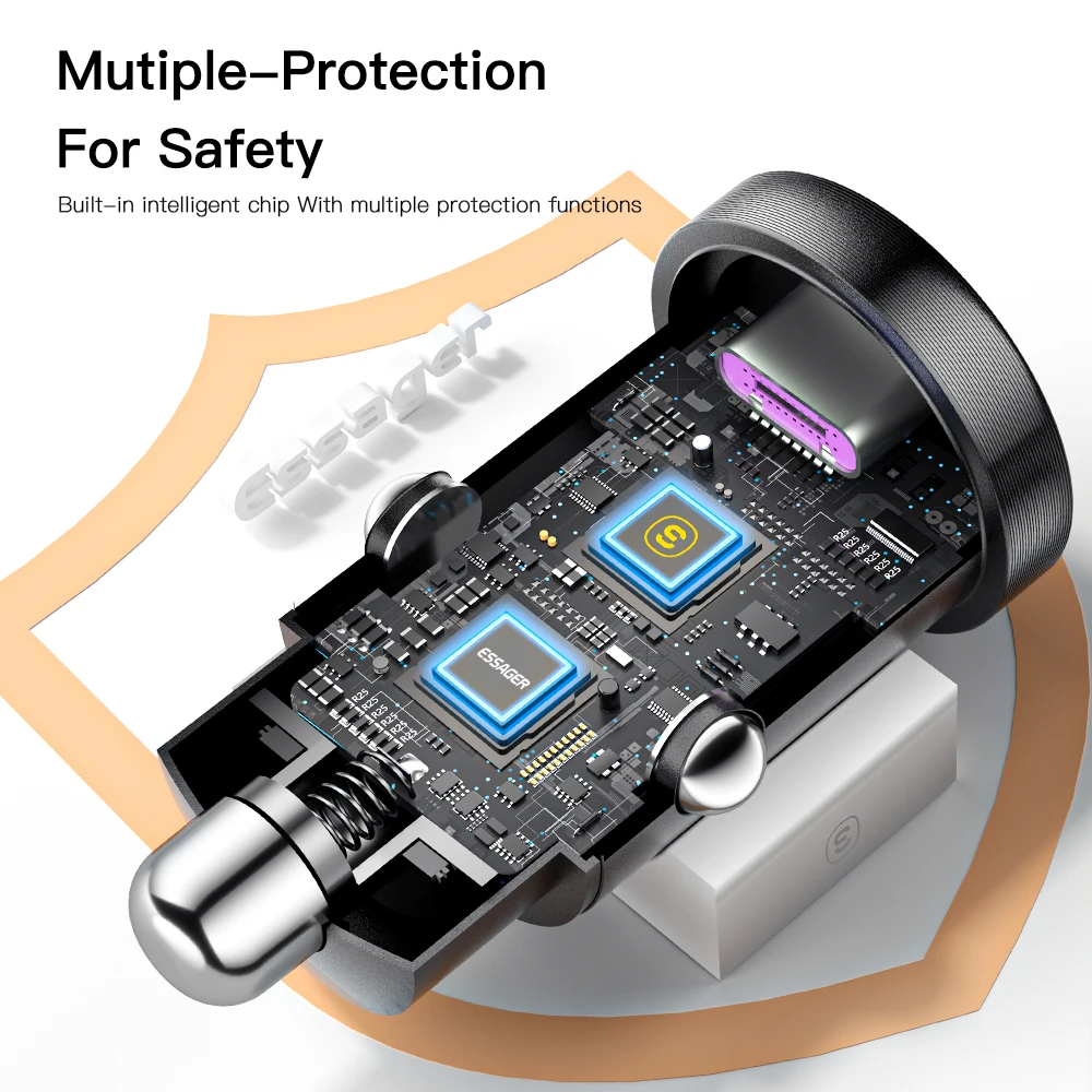 45W USB Car Charger Quick Charge4.0 QC PD 3.0 SCP 5A USB Type C Car Fast Charging For iPhone 14 13 Huawei Samsung Xiaomi car charger car phone charger