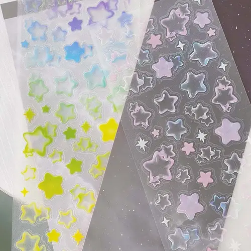 MINKYS New Arrival 3pcs 6pcs Kawaii Bear Ribbon Laser Bling Stickers DIY Scrapbook Stickers Confetti Decoration DIY Photo Frame - Image 6
