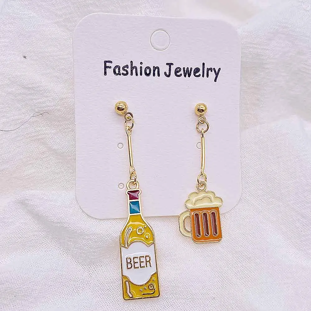 1 Pair Asymmetrical Wine Beer Earrings Mini Food Coffee French Fries Dangle Drop Earrings Jewelry Gifts for Women Girls 4
