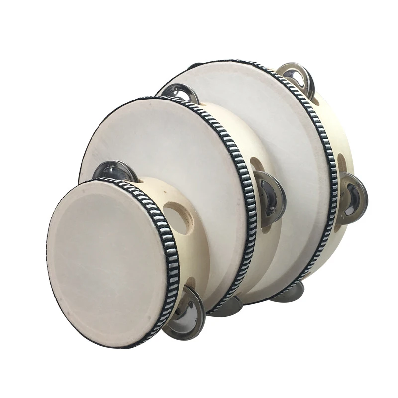 4/6/8/10 Inches Tambourine Sheepskin Tambourine Wooden TambourinePercussion Instruments Suitable For Enlightenment Education