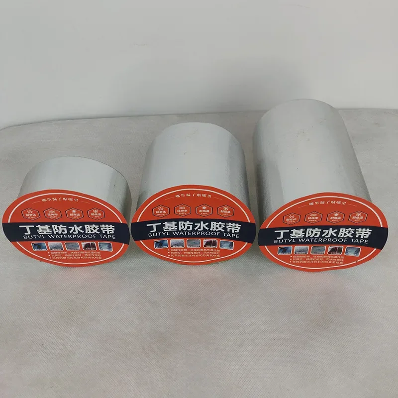 

New Aluminum Foil Butyl Rubber Tape Self Adhesive High temperature resistance Waterproof for Roof Pipe Repair Stop Leak Sticker