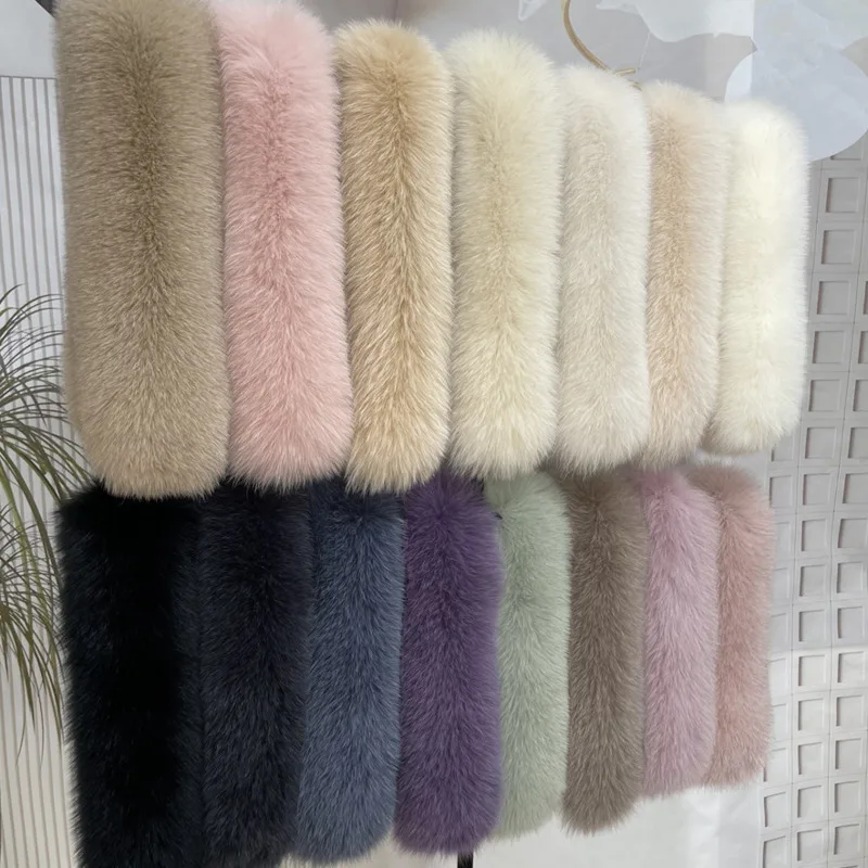 

Fox Fur Collar Winter For Women Luxury Female Scarves Hood Trims Fur Decor Shawl For Coat Natural Fur Shawls Furry Fur Scarf