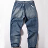 Men's Jeans Heavyweight Pure Cotton Straight Denim Pants Retro Washed Blue Cargo Cowboy Trousers Male 2