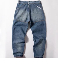 Men's Jeans Heavyweight Pure Cotton Straight Denim Pants Retro Washed Blue Cargo Cowboy Trousers Male 2