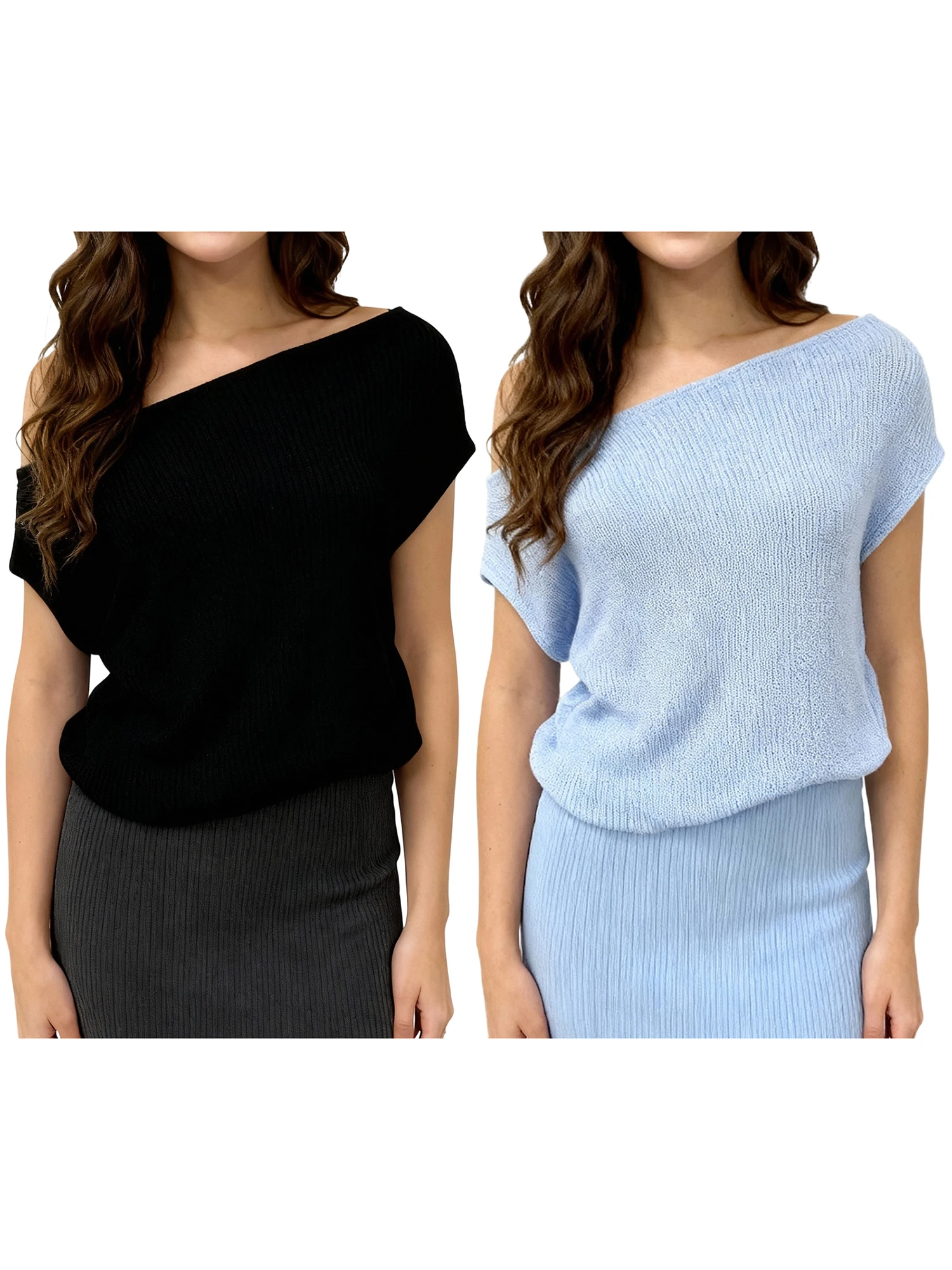 Ladies Solid Color Off-Shoulder Knit Tank Top Sleeveless Vest Casual Summer Shirt Women s Fashion Clothing