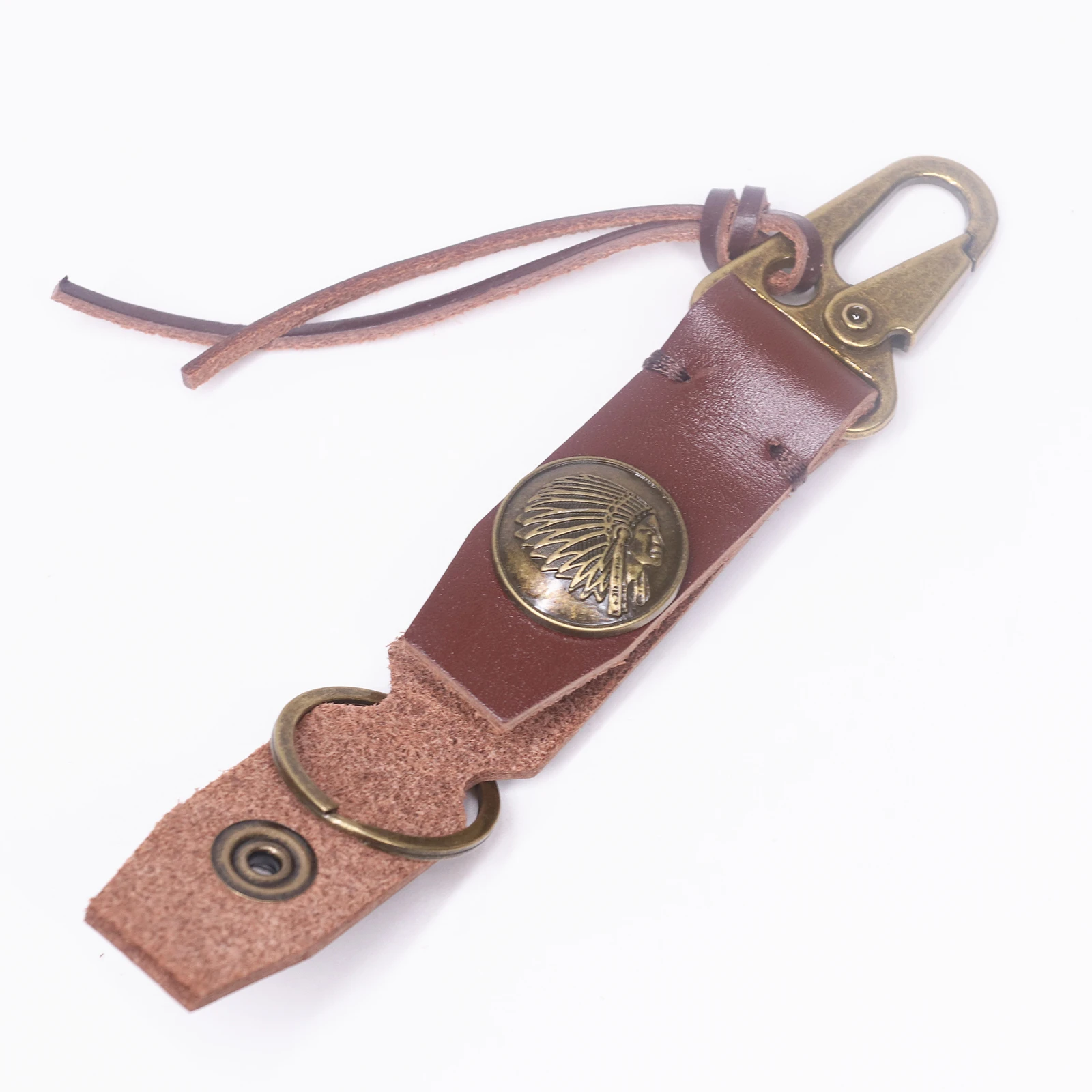 Handmade Genuine Leather Key Holder For Men Male Vintage Cowhide EDC Waist Hanging Belt Loop Keychain Clip Key Chain Buckle