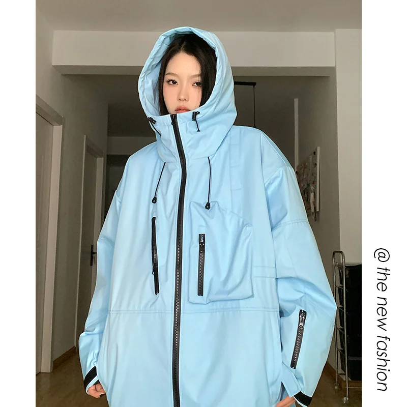 

UMI MAO Outdoor Jacket Waterproof Hooded Charge Coat Unisex Warm Plus Thickened Skiing Mountaineering Coats Men Woman Clothes