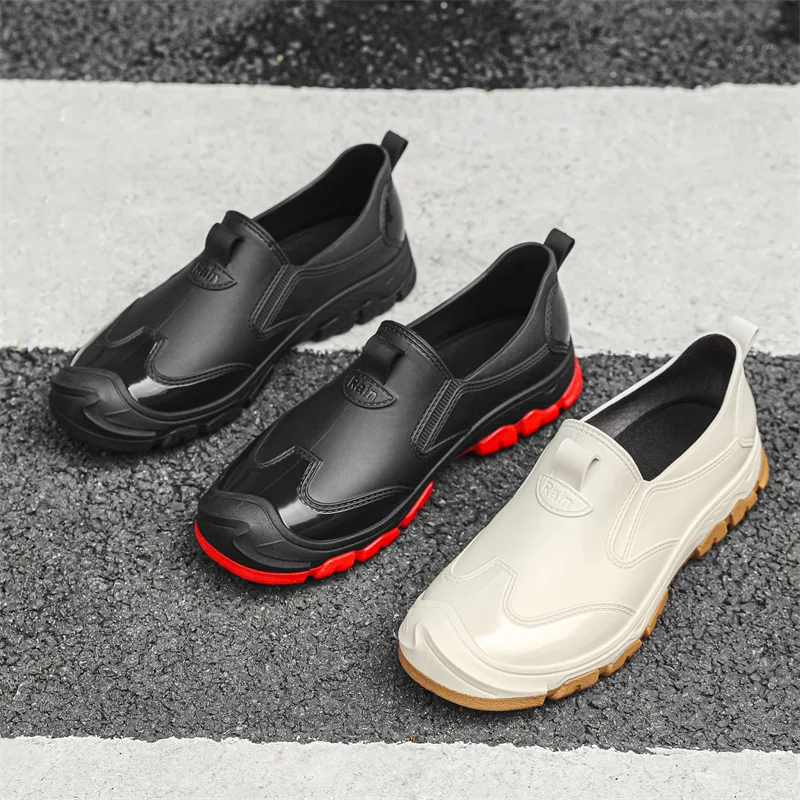 Bottes de pluie homme basse épaisses imperméables légères anti-dérapantes pour pêche lavage auto
