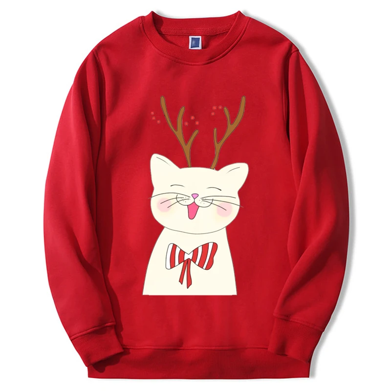 

2024 Christmas Hoodies Cute Cat Merry Xmas Oversize Crewneck Casual Sudaderas Moletom Fashion Hooded Trend Loose Sweater Outdoor