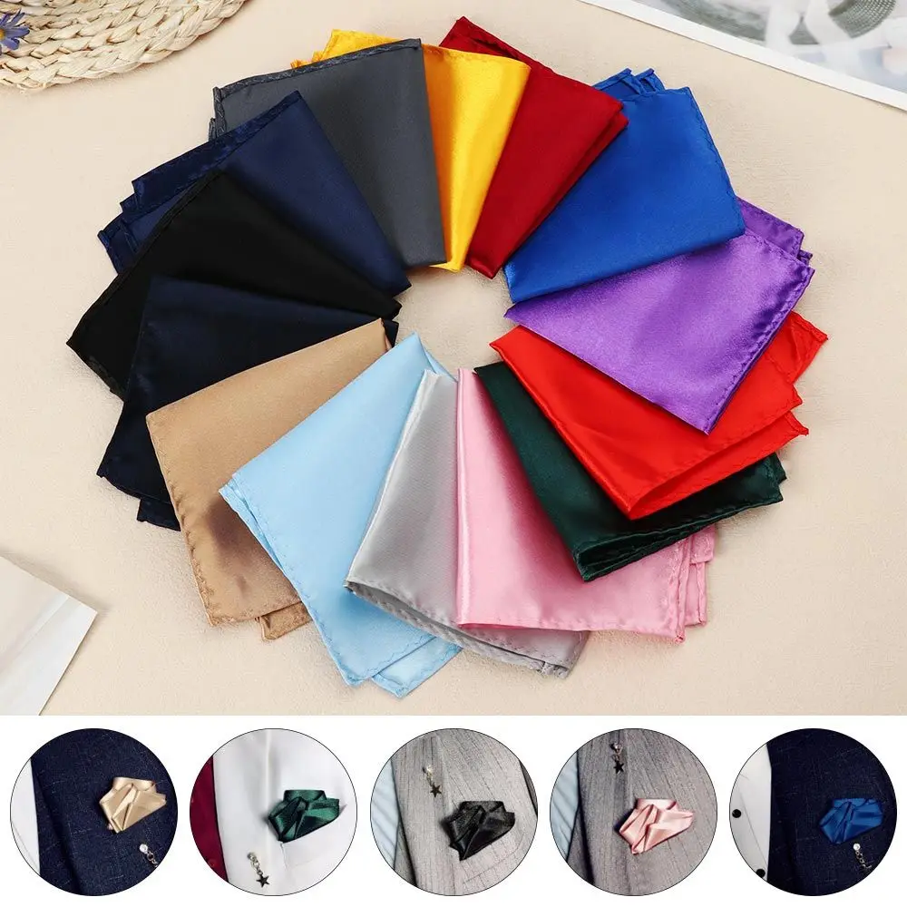 1Pcs Men Satin Solid Color Plain Suits Pocket Square Fashion Silk ...