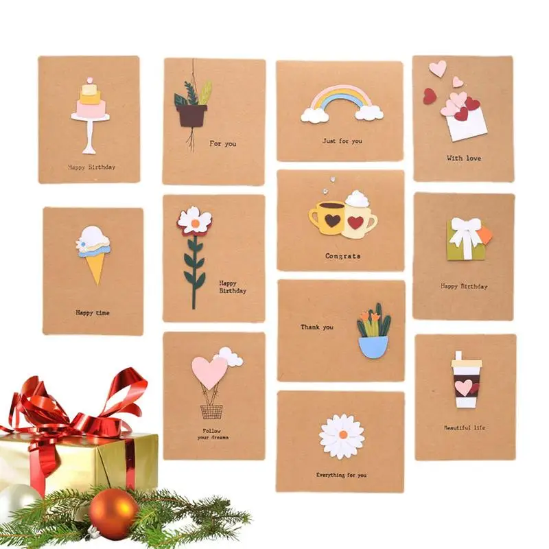 

DIY Greeting Card 12Pcs Multi-Functional Retro Greeting Cards Seasonal Decors For Teacher's Day Christmas Birthday Thanksgiving