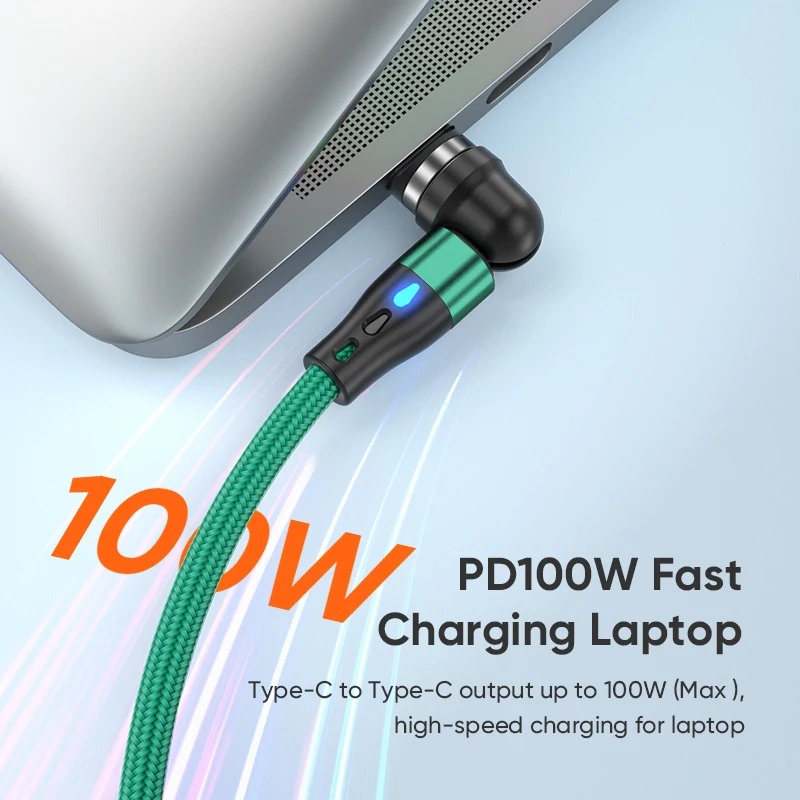 100W 9PIN 3 in 1 multi function PD magnetic cable 540 rotation L shape  straight design fast charging magnetic cable