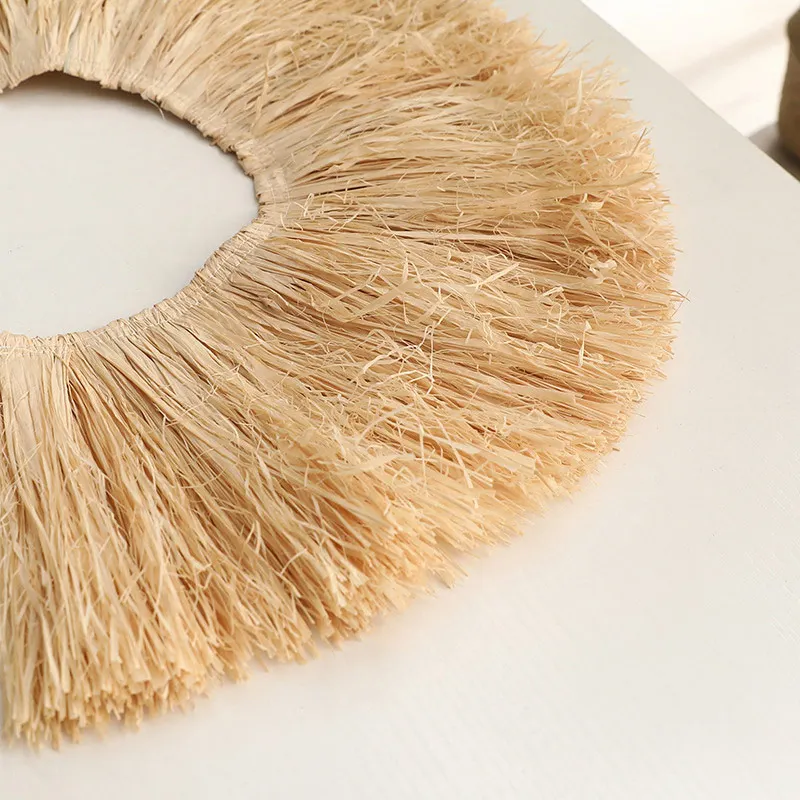 Lafite Grass Jute Fringe Trim Natural Raffia Straw Tassels Home Furniture Background Wall Decoration Wedding Garland DIY