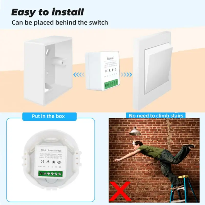 Xiaomi 10A Mini Smart Wifi Switch Support 2 Way Control Smart Home Automation Module Works With Alexa Google Home Life App smart switch,smart light switch