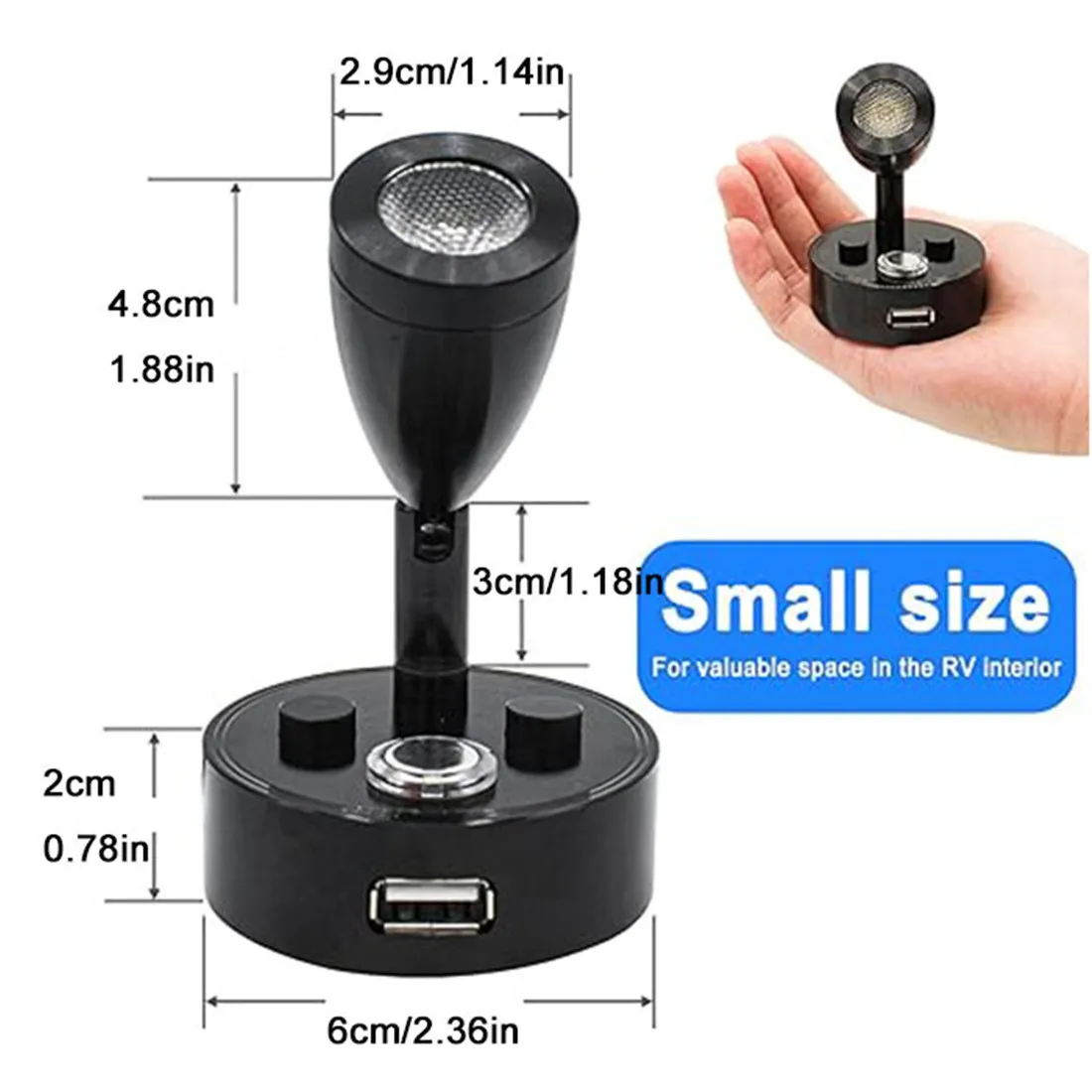 2pcs Pack RV Lights Interior Fixture 12V LED with USB Port RV Reading Light Dimmable Touch Bedside Light for Camper Trailer led light led reading light